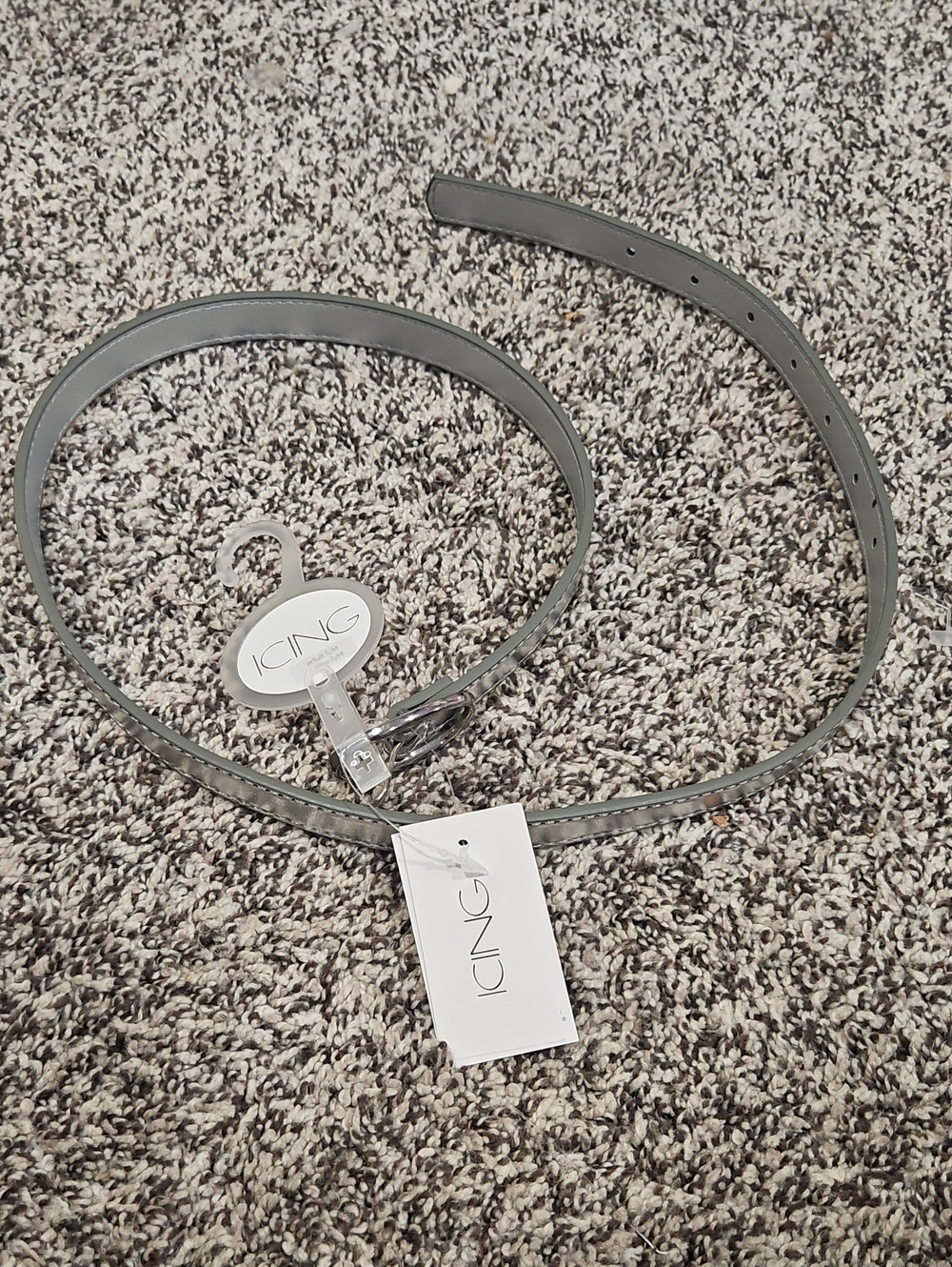 Icing Slim Gray Women's Fashion Belt with Silver Buckle